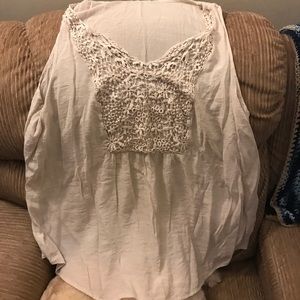 Tan Floral detail plus size Blouse